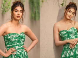 pooja hegde green dress